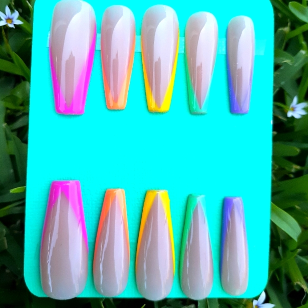 French Rainbow Nude Base Press on Nails